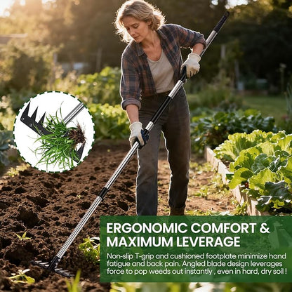 Stainless Steel Weeding Tool withSaw Blade - 4-Section Detachable Handlefor Effortless Gardening, YardWork & Weed Removal