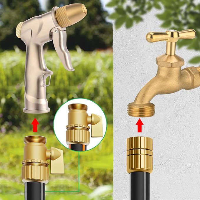 garden nozzle, high-pressure and heavy-duty metal nozzle, with 5 adjustable spray modes, high-pressure handheld sprayer, suitable for watering plants, cleaning houses, cars, and pets(1pcs)