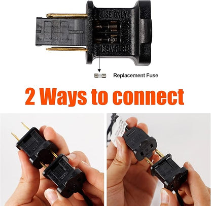 Halloween Lights, 33ft 150 Count Black Wire Incandescent Christmas Mini Lights, 120 V High-Voltage UL Certified Clear Light String Connectable, for Indoor Outdoor Patio Tree Party Home Decor, Orange