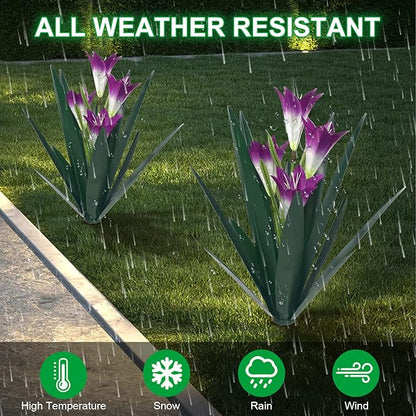 Homight Metal Agave Plant Outdoor Decoration Lily Mexican Yard Art Garden Gift Home Decor Hand Painted Metal Agave Garden Yard Statue, Outdoor Lawn Ornaments(3 Big Purple Lilies)