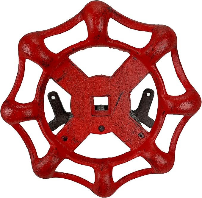 Zeckos Vintage Outdoor Faucet Spigot Garden Hose Holder - Distressed Red Cast Iron - Decorative Wall-Mounted Hose Hanger - Holds 75 Feet - Ideal for Garden - Patio - Rustic Outdoor Decor