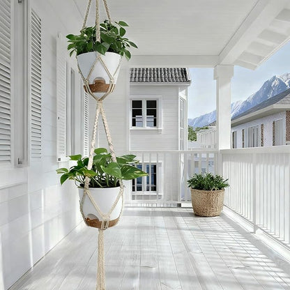 Hanging Planters with Macrame Plant Hangers for Indoor Outdoor Plants with 2 Self Watering Pots Hanging Baskets Flower Pot Holders Boho Home Decor