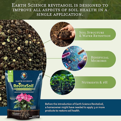 Earth Science RevitaSoil Soil Amendment, 4lb - Organic Soil Booster - Earthworm Castings, Worm Castings, Growth Enhancer, Nutrients - Grow 3X More Plants, Gardens, Landscapes, Raised Beds