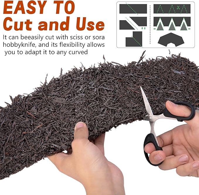 DECOHS 140" x 5.5" Recycled Rubber Mulch Mat Roll for Landscaping, Permanent Garden Pathway Mulch Barrier, Rubber Mulch Walkway Pathway Mat for Plants, Vegetable and Flower Outdoor (Brown)