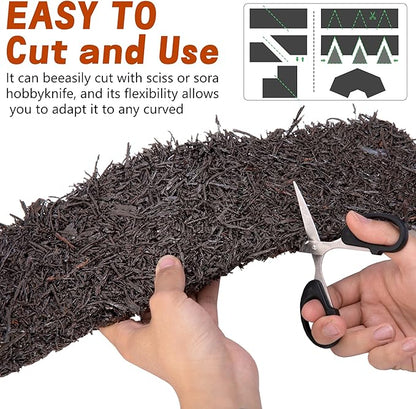 DECOHS 140" x 5.5" Recycled Rubber Mulch Mat Roll for Landscaping, Permanent Garden Pathway Mulch Barrier, Rubber Mulch Walkway Pathway Mat for Plants, Vegetable and Flower Outdoor (Brown)