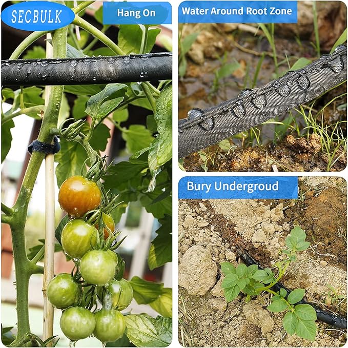 2025 Flat Soaker Hose 75 ft for Garden, 75' Linkable Drip Hose Diy Garden Irrigation System Saving 80% Water, Dual-layer Leak-free Design Water Hose with Holes