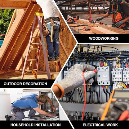 HAUTMEC 24" Heavy-Duty Tool Bag, 21-Pocket Wide Mouth Tote with Metal Frame, Waterproof Hard Base, Reinforced 1680D Pockets, Double Zippers & Shoulder Strap – Professional Tool Organizer – HT0184