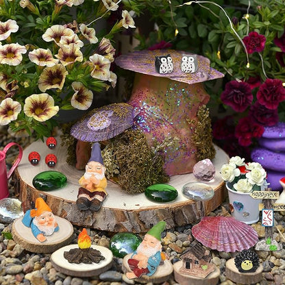 Jetec Gnomes Fairy Resin Statues Miniature Garden Accessories Mini Dwarf Figurine Fairy Miniature Ornament DIY Kit Micro Landscape Ornaments for Outdoor Indoor Patio Yard Lawn Garden ﻿(Fire Gnomes)