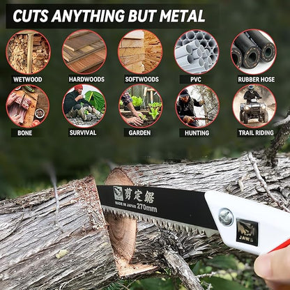 Hand Saws Hamind 10-Inch Pruning Saws | Tree Saw Designed for Single-Hand Use | SK5 Steel Curved Blade Hand Saw | Cuts Branches up to 7" in Diameter