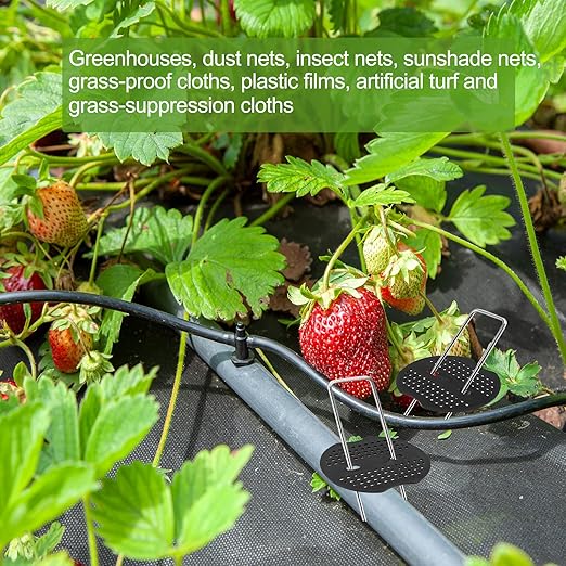 Finderomend 100 Pack Landscape Staples and 100 Pack Gaskets,6" Galvanized Steel Garden Staples 11 Gauge with Black Pads,Landscape Pins Turf Staples for Securing Weed Barrier Fabric Artificial Grass