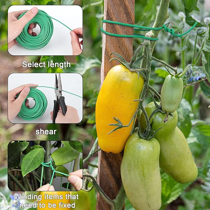 YDSL 100 Feet Soft Tie for Plants, Green Twist Garden Ties Gardening Supplies for Supporting Climbing Plants, Tomatoes, Vegetables, (Diameter - 2.5MM)