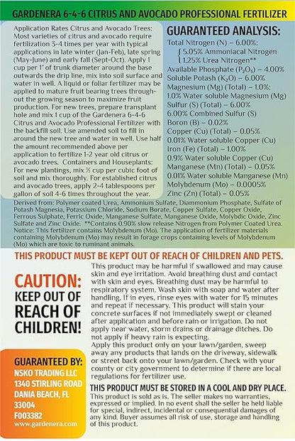 𝐁𝐄𝐒𝐓𝐒𝐄𝐋𝐋𝐄𝐑 6-4-6 Avocado Citrus Tree Plant Food for Outdoor/Indoor Gardening | Quick-Release Nitrogen Fertilizer | Orange, Lime, Avocado and Lemon Tree Fertilizer [8 OZ]