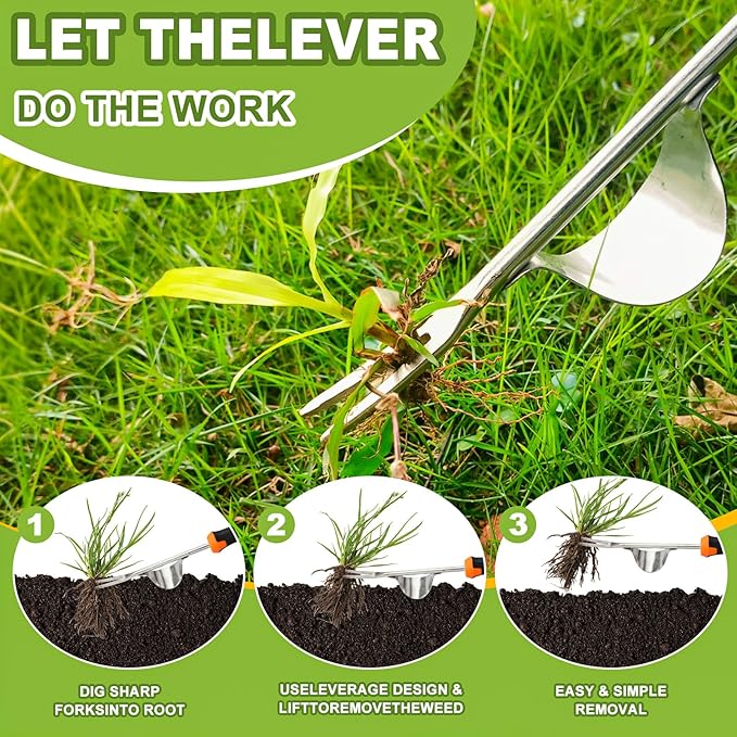 Weed Puller Tool,Portable Garden Weeder Tool,Rubber Handle Manganese Steel Weeding Tools,for Hand Weeder Puller for Vegetable Gardening Backyard Farm Planting & Uprooting Weeding Tool
