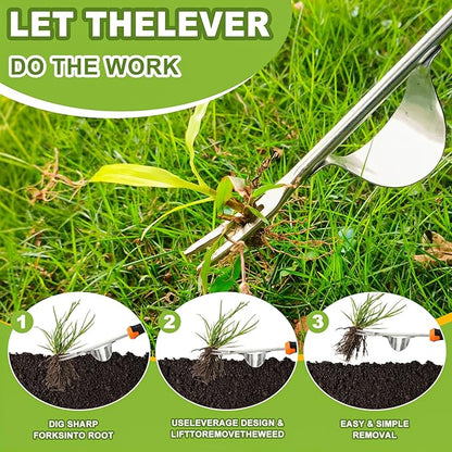 Weed Puller Tool,Portable Garden Weeder Tool,Rubber Handle Manganese Steel Weeding Tools,for Hand Weeder Puller for Vegetable Gardening Backyard Farm Planting & Uprooting Weeding Tool