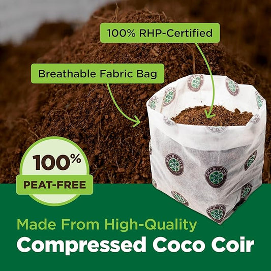 Char Coir Bio Pot, 100% RHP Certified Coco Coir in Fabric Bag for Seed or Clone, Buffered, pH Stable, Low EC, Triple Washed, for Hydroponics, Flowers, Vegetables, Herbs and More, 1/2 Gal
