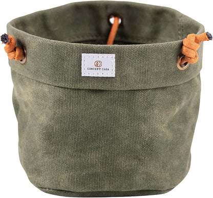 Waxed Canvas Handmade Hanging Planter for Indoor/Outdoor Plants, Hanging Basket Plant Holder Forest Green with Hook
