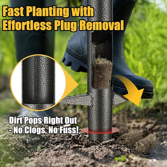 Bulb Planter Tool - 34" Long Handle Sod Plugger Lawn Digger,Auto Plug Eject,Heavy Duty Yard Garden Plant Hole Pluggers for Grass,Tulip Flower ,Soil Transplant Plugging,Turf Repair Transplanting