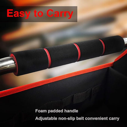 HAUTMEC 16 Inch Tool Bag, Foldable Open Top Tool Tote with Adjustable Shoulder Strap, 16 Pockets, Molded Base & Padded Handle, Portable Electrician Tool Organizer for DIY & Jobsite Use – TB0002