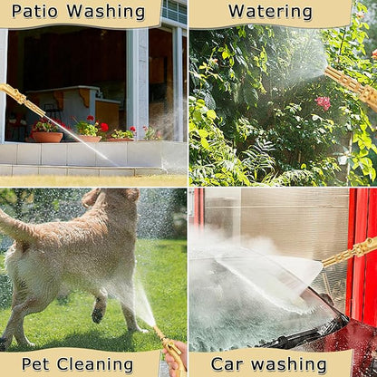 EBH Adjustable Heavy Duty Brass Garden Hose Nozzle - High Pressure Jet Nozzle, 135° Elbow and Comfort Grip with Hose Shut Off Valve, 3/4” GHT Nozzle for Garden Hoses and Car Washes