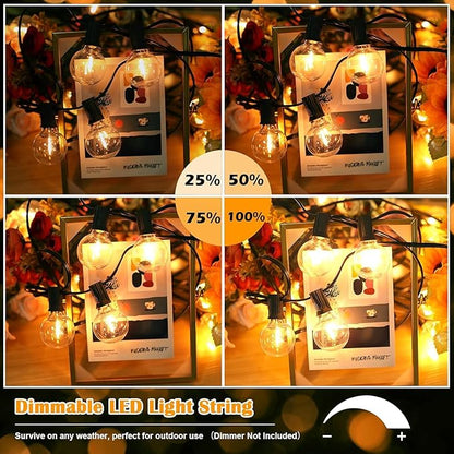 Brightever 120ft Outdoor G40 LED Globe String Lights Dimmable Waterproof Shatterproof Light Strings with 60+2 Bulbs Connectable Commercial Hanging Lights for Patio House Backyard Balcony