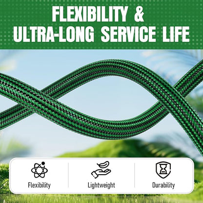 Garden Hose 25 ft NON-EXPANDABLE Water Hose, Flexible & Lightweight Kink Resistant Hybrid Hose, Leak-Proof Heavy Duty, Super Durable Fabric with 3/4" Solid Brass Connectors