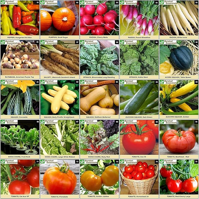 Garden Heirloom Seed Vault, 100 Variety, Over 17,500 Vegetable, Fruit, and Herbs Seeds, Non-GMO, Non-Hybrid, Plus Free Microgreens Kit