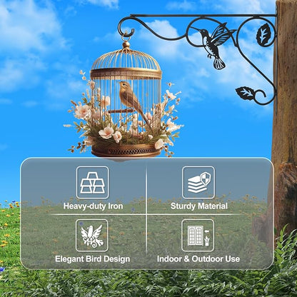 2 Packs Plant Hooks for Hanging, 12 Inch Indoor/Outdoor Metal Wall Black Hangers, Sturdy Plant Bracket for Planters, Wind Chimes, Lanterns, Bird Feeders, Garden, Home, Patio Decor