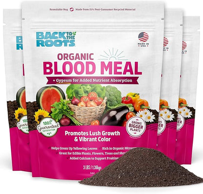 Back to the Roots Organic Blood Meal with Gypsum (3lb, Pack of 4)