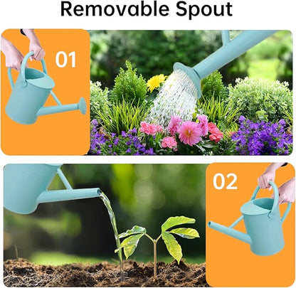 Metal Watering Can for Outdoor Plants, 1 Gallon Galvanized Steel Watering Can with Removable spout for Outdoor & Indoor Use, Perfect for Garden Flower, Houseplants, Mint
