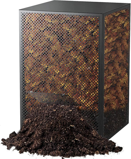 Compost Bin Outdoor - Large 93-Gal Galvanized Steel Perforated Sheet Compost Bucket with Rust-Proof Coating, Heavy-Duty & Easy Assembly, Fast Creation of Fertile Soil, for Garden, Kitchen & Yard Waste