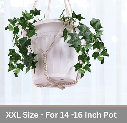 2 Pack Giant XXL 55 Inches Macrame Planter Hanger Large for 15 inch Pot + Swag Hook | Extra Large Hanging Planter for Indoor Plants | No Pot/Plant Included (XXL)