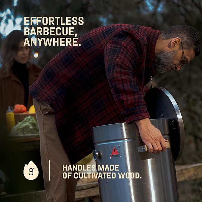 Charcoal Grills - Basic 25 lbs - Stainless Steel Smoker Grill 3-in-1 for Cooking & Home BBQ - Portable Vertical Smoker Barrel for Outdoor & Camping - Meat Grill with Thermometer & Accessories