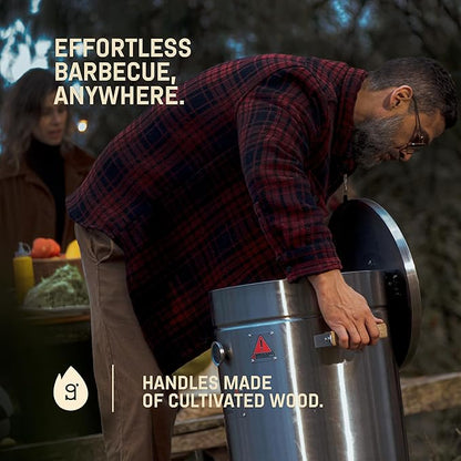 Charcoal Grills - Basic 25 lbs - Stainless Steel Smoker Grill 3-in-1 for Cooking & Home BBQ - Portable Vertical Smoker Barrel for Outdoor & Camping - Meat Grill with Thermometer & Accessories