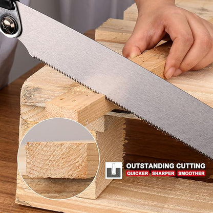 HAUTMEC Folding Japanese Pull Saw, 9-Inch Hand Wood Saw with SK5 Blade, 17TPI Sharp Trapezoid Teeth, Dual Cutting Angle, Pro Handsaw for Fine & Fast Cuts – HT0312