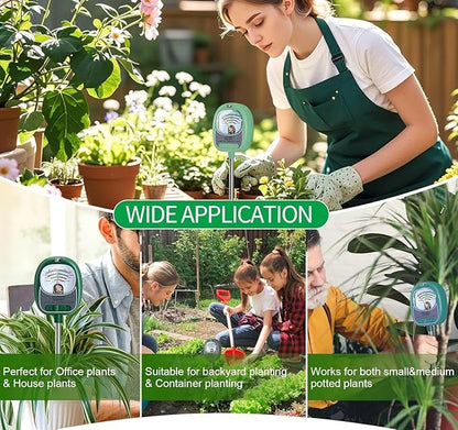 Soil Tester, Soil Moisture Meter/Soil pH Meter/Sun-Light/Fertility for Gardening, Large Dial Soil pH Tester Plant Water Meter for Indoor&Outdoor Garden,Farm Soil Test Kit-Green