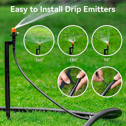 Micro Drip Irrigation Sprinkler Heads: 20 Sets Mixed 360/180/90 Degrees Drip Irrigation Emitters for 1/4 inch Hose Garden Irrigation System