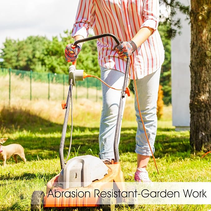 COOLJOB Small Gardening Work Gloves for Women Ladies, Thorn Proof for Rose Pruning, Cactus Handling, Blackberry Bush Planting, Puncture Resistant Anti-Slip Flexible, 1 Pair S Floral Orange