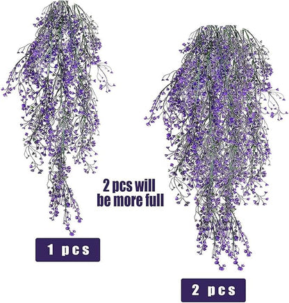 Toprooms Hanging Fake Plants,4 Pcs Faux Eucalyptus Leaf Greenery Vine Plant Faux Plants Fake Ivy Room Decor Home Garden Wedding Party Indoor Outdoor Decorations (4 Pcs Purple)