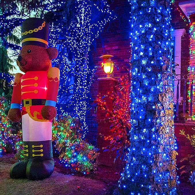 YEGUO 66ft 200 LED Blue Christmas Lights Outdoor Waterproof, Green Wire String Lights Indoor, Twinkle Tree Lights Plug in with Memory Timer