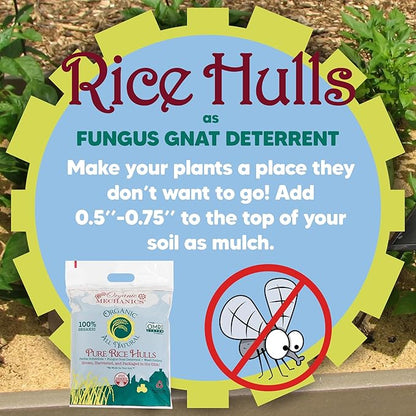 Organic Mechanics Pure Rice Hulls, 8 qt - Sustainable Alternative to Perlite - Enhances Drainage, Porosity and Air Space - Eco-Friendly