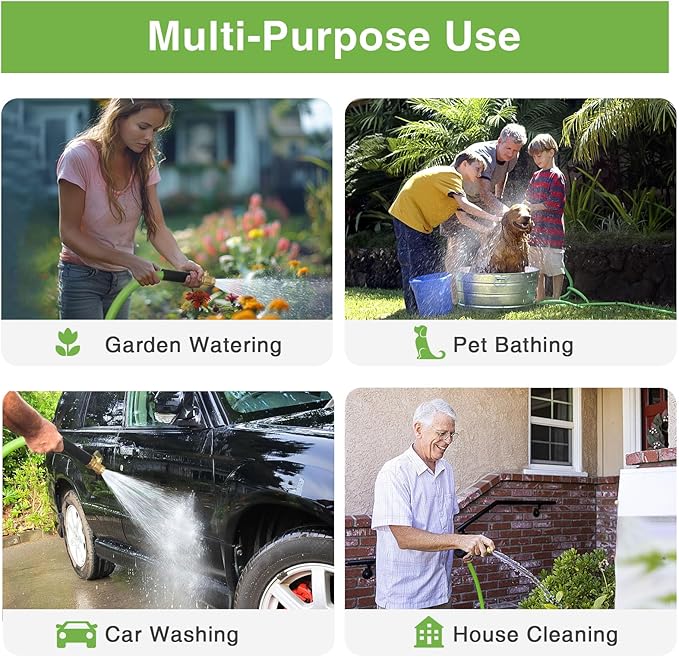 Lefree Garden Hose, Flexible Water Hose with 10 Function Nozzle, Heavy Duty, Sturdy, Drinking Water Safe, All-weather, Outdoor Hose with Kink Resistance, Burst 600 PSI
