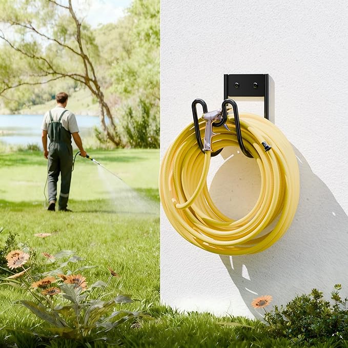 Garden Hose Holder Wall Mount - Water Hose Hanger Heavy Duty Hose Rack for Extension Cords Vacuum Hose