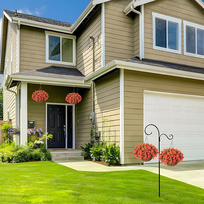 Artificial Fall Hanging Flower Plants with Basket for Summer Autumn Outdoor Decoration, Faux Petunias Flowers Fake Morning Glories Planter for Outside Patio Garden Porch Balcony Yard Decor(Orange)