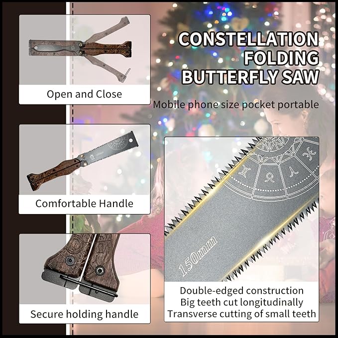 Folding Hand Saw | 6.5" Handle with 5.7" Blade | High-Carbon Steel (13/15 TPI) for Woodworking, Pruning, DIY, Japanese Saw, Lightweight Mini Saw, Portable Man's Gift