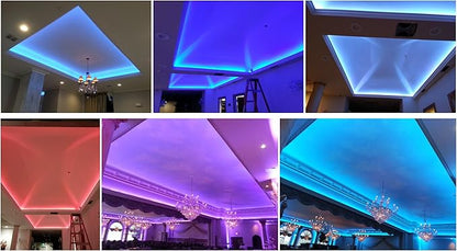 CBconcept 30 Feet RGB Color Changing 120 Volt High Output LED SMD5050 Flexible Flat LED Strip Rope Light - [Christmas Lighting, Indoor/Outdoor Rope Lighting, Ceiling Light, Kitchen Lighting]