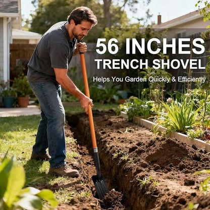 Trench Shovel for Digging, 4-Inch Trench Shovel, Heavy Duty Trenching Shovel with Fiberglass Handle, 56 Inches