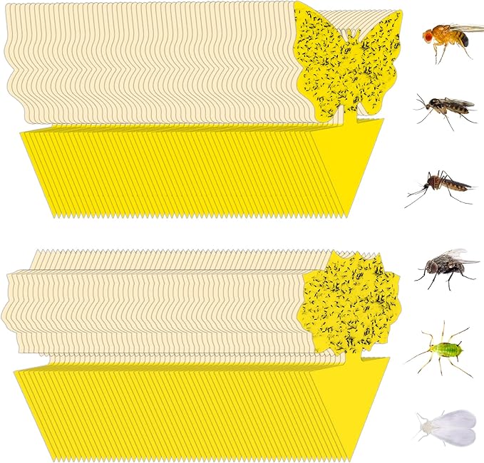 120 Pack Fruit Fly Trap for Indoors, Fungus Gnat Killer Indoor Sticky Traps for Mosquito and Flying Insects, Bug Pest Insect Catcher Killer for Houseplant