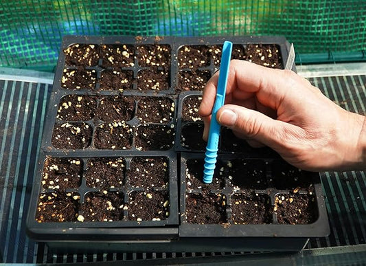 Dibby Seed Sowing Garden Tool Dibber Planter Transplanter – Sow Seeds at the Right Depth – Easily Transplant Delicate Seedlings (Little Dibby) Blue