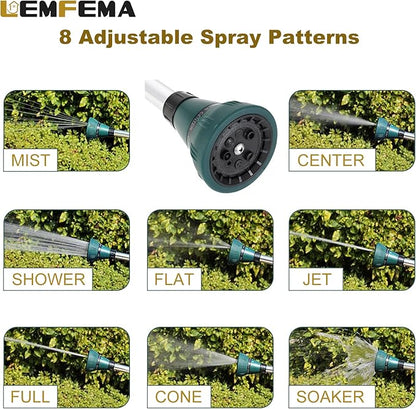 Watering Wand, 15 Inches Sprayer Wand Garden Hose Nozzle with 8 Adjustable Watering Patterns and Thumb Control Shut Off Valve for Showering Dog, Clean the ground, Car Wash, Lawn and Garden (Green)