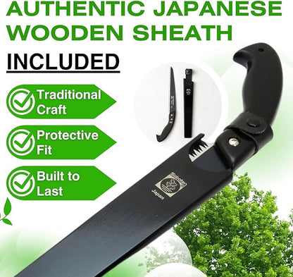 Saboten Japan 9.4" Japanese Pruning Saw – Fluorine-Coated High-Carbon Steel Blade, Traditional Wooden Handle, Precision Pull Cut Tool for Branches – forest Originals, Made in Japan